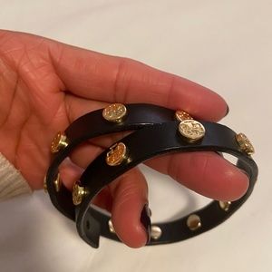 Tory Burch Black Leather Bracelet